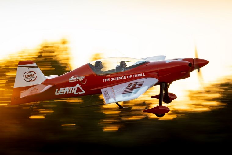 Marksmen Aerobatic Team aircraft at sunset, panning shot by Matthew Brooks