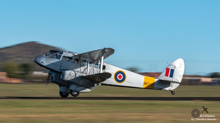 de Havilland Dragon Rapide biplane on the runway, photograph by Timothy Homan
